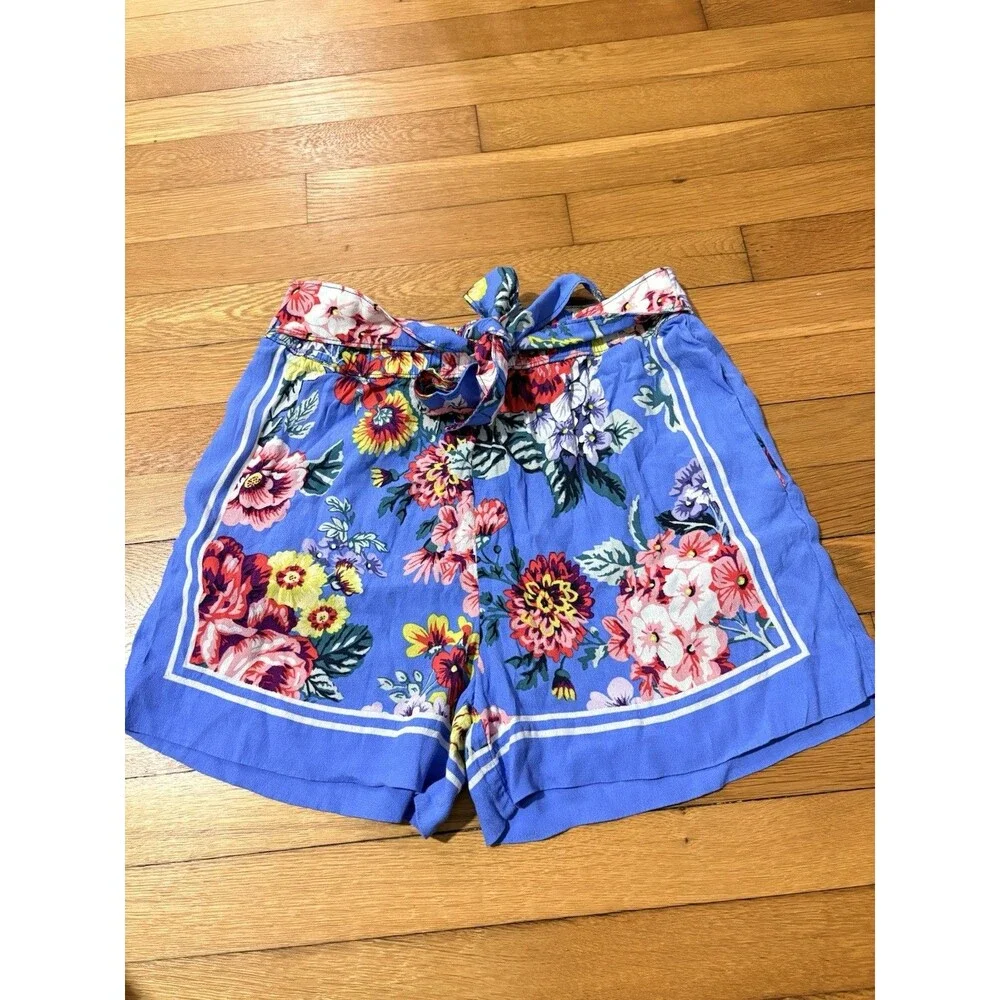 Anthropologie Maeve Size XS Scarf-Printed Shorts Floral Blue - Picture 3 of 8